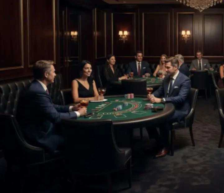 Elegancki stół do blackjacka przygotowany na wieczór firmowy w restauracji Kravinostera