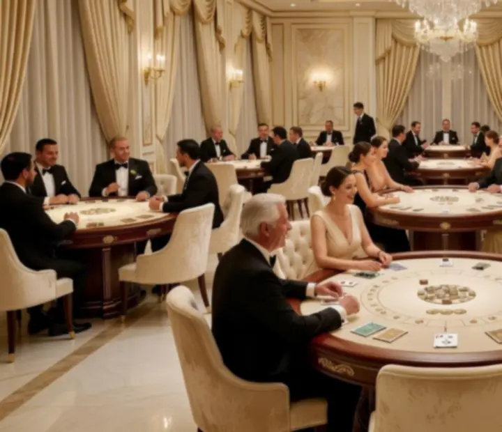 Sala restauracyjna Kravinostera z profesjonalnie przygotowanymi stołami do pokera, ruletki i blackjacka